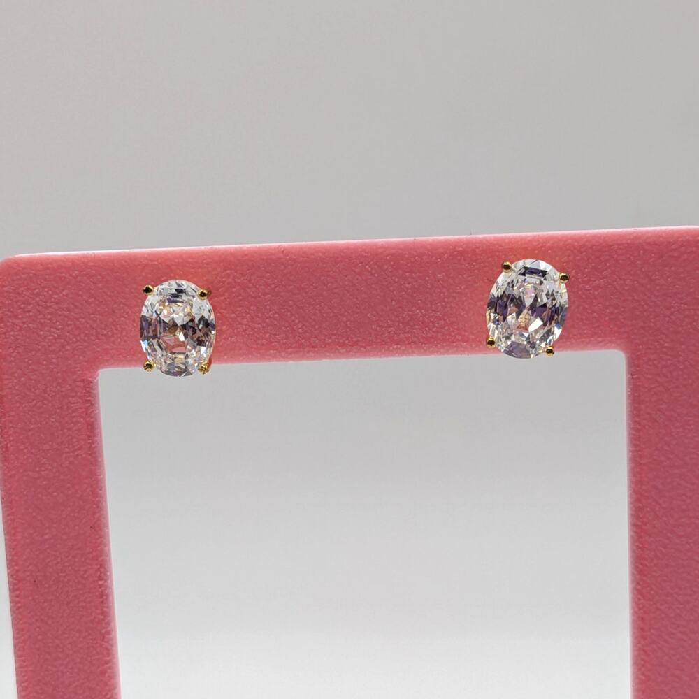 RADIANCE by ABSOLUTE Sterling Silver Oval Clear CZ Stud Earrings Gold Vermeil